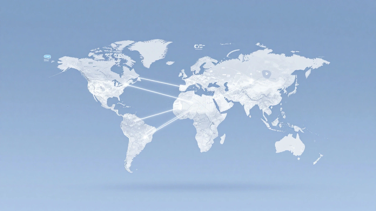 Minimalist digital interface over a globe showing global connections for privacy and consent